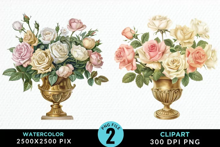 Watercolor Roses Illustration Clipart