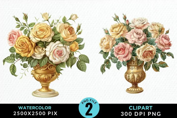 Watercolor Roses Graphic Clipart