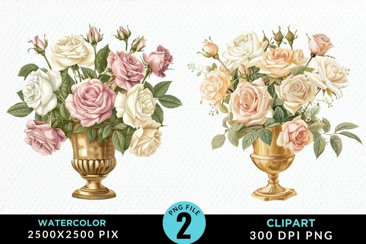 Watercolor Roses Graphic Clipart