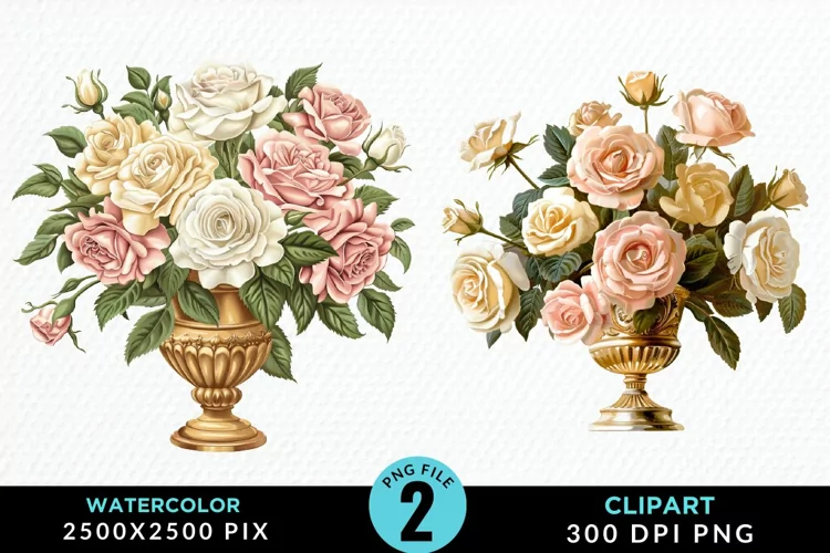 Watercolor Roses Graphic Clipart