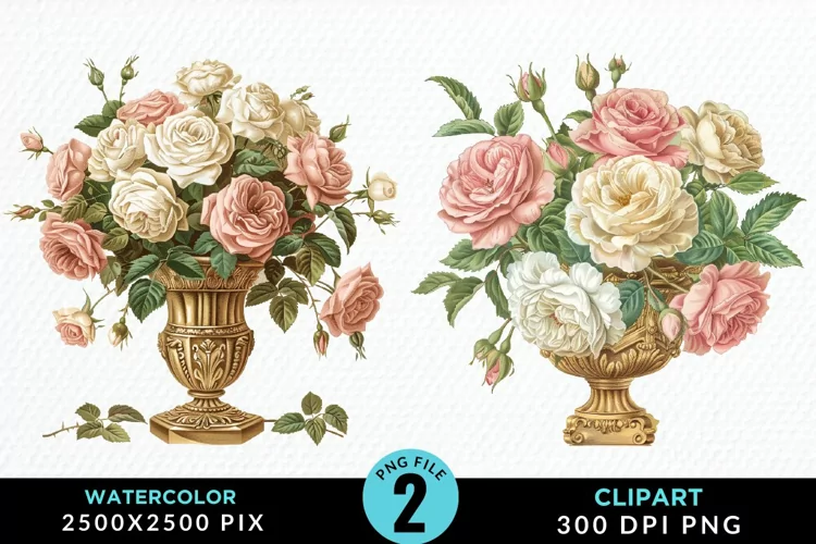 Watercolor Roses Illustration Clipart