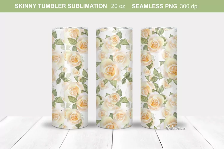 Yallow roses Tumbler Wrap | Floral Tumbler Sublimation