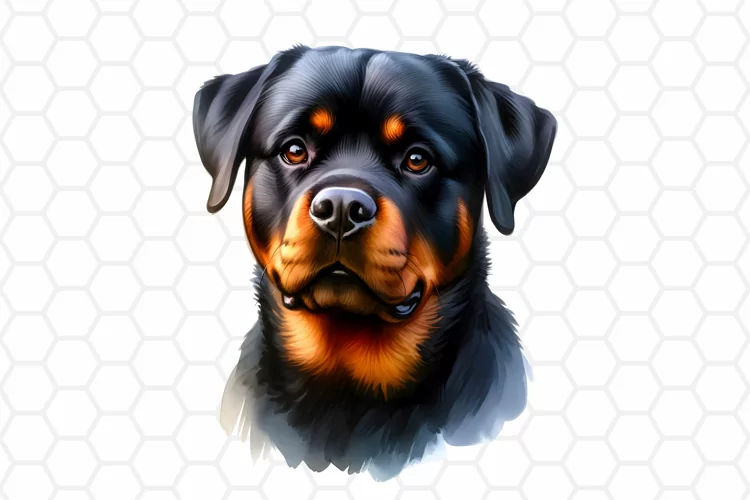 Watercolor Rottweiler Clipart, Dog Sublimation PNG