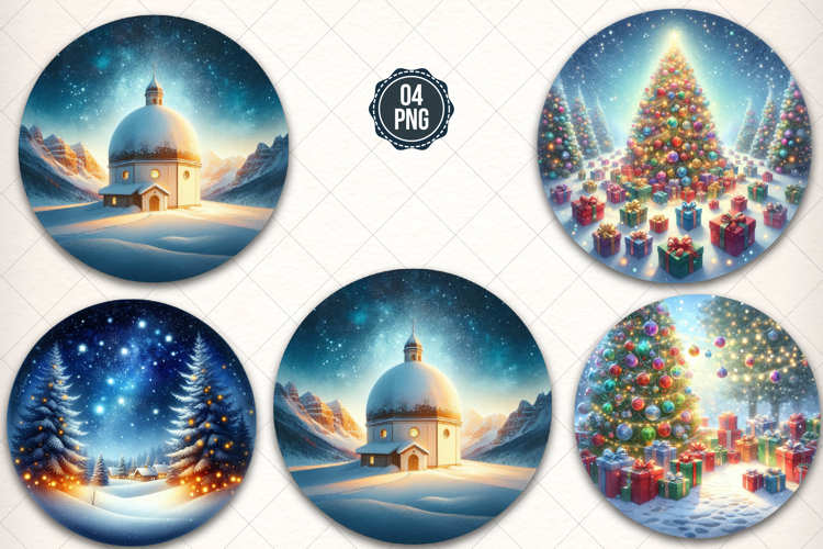 Round Christmas Ornament Design, Christmas Scenes Png