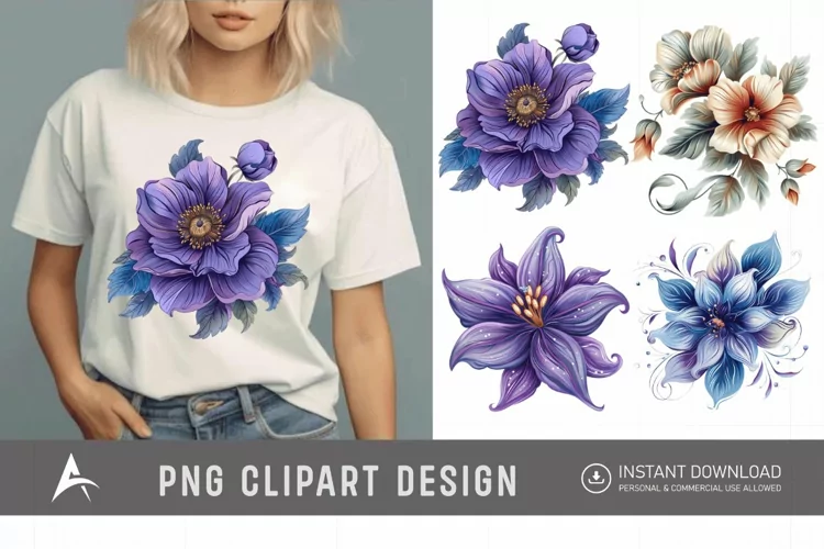 Watercolor Royal Flower Clipart