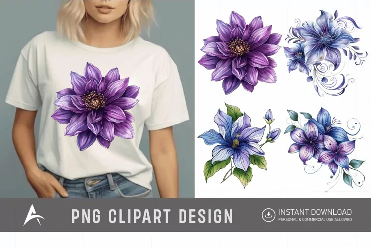 Watercolor Royal Flower Clipart