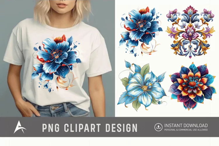 Watercolor Royal Flower Clipart