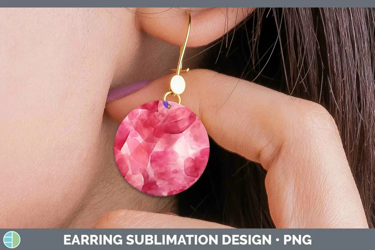 Watercolor Ruby Round Earrings Sublimation Earrings Designs