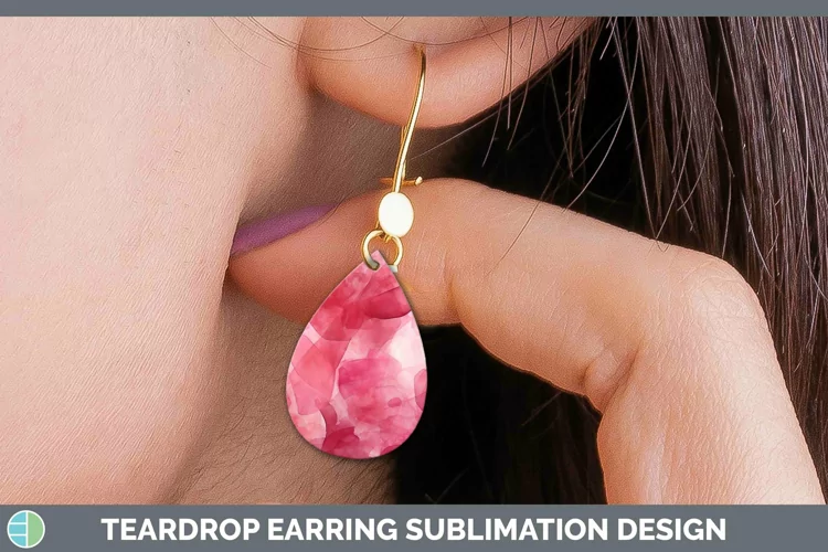 Watercolor Ruby Teardrop Earrings Sublimation Earrings Desig