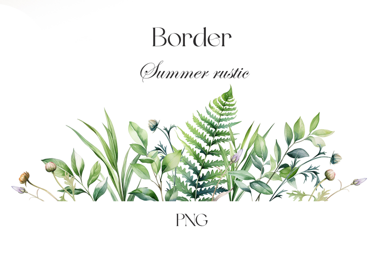 Watercolor rustic border clipart. Floral border