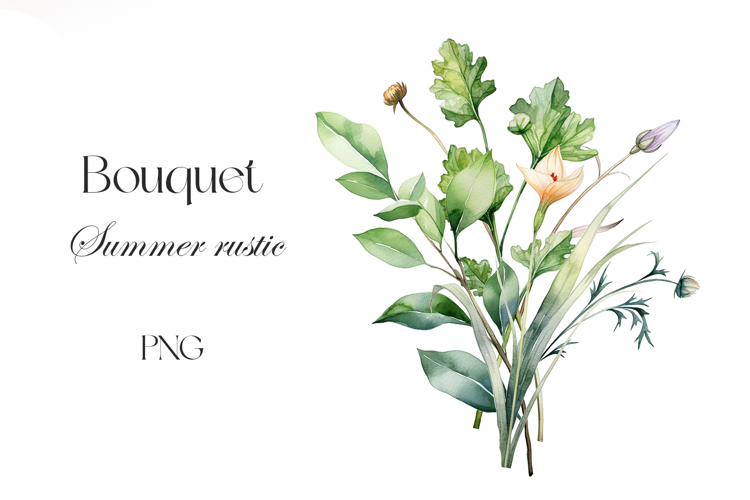 Watercolor rustic bouquet clipart. Meadow Bouquet