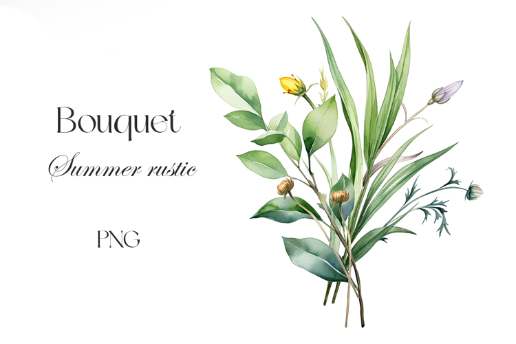 Watercolor rustic bouquet clipart. Wildflowers Bouquet