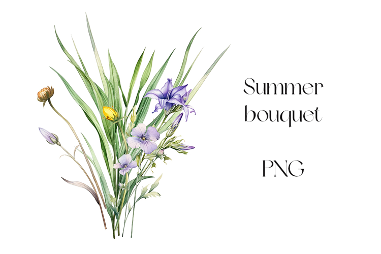 Watercolor rustic summer bouquet clipart