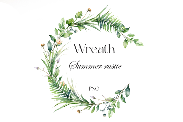 Watercolor rustic summer wreath. Floral wreath