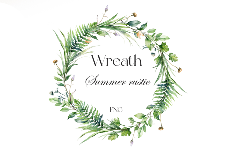 Watercolor rustic summer wreath. Floral wreath