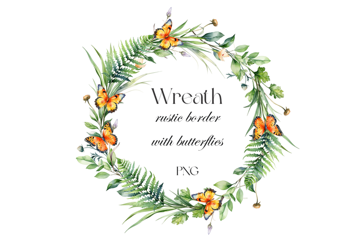 Watercolor rustic summer wreath. Floral wreath