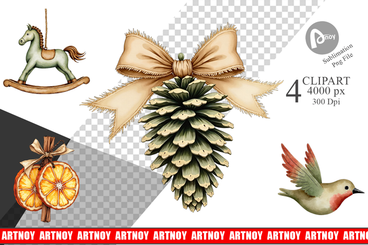 Rustic Woodland Christmas Clipart