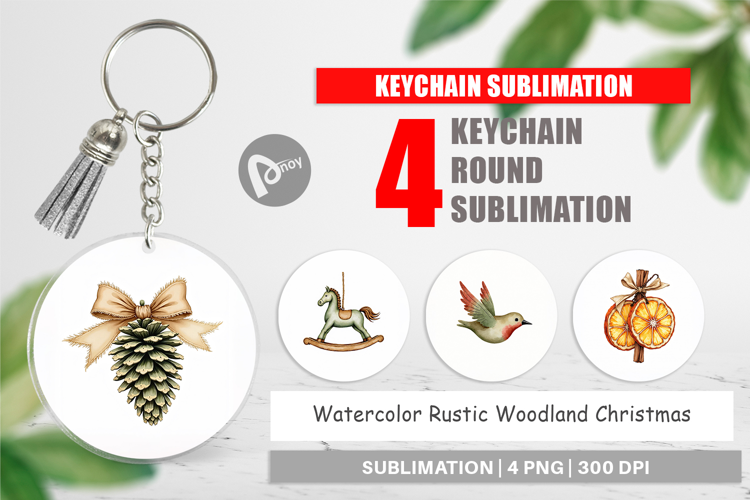 Rustic Woodland Christmas Keychain