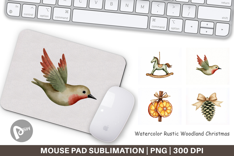 Rustic Woodland Christmas Mouse Pad