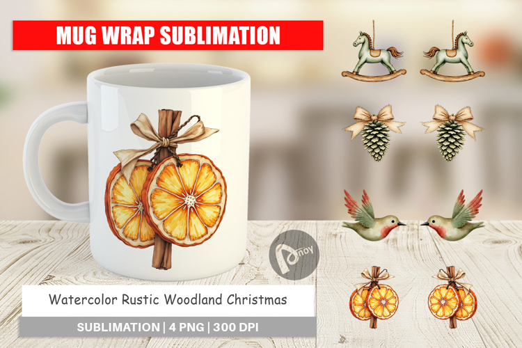 Rustic Woodland Christmas Mug Wrap
