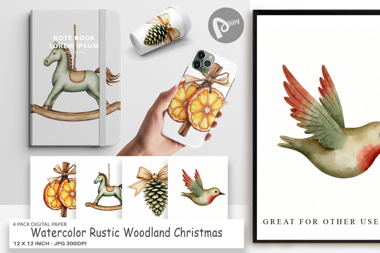 Rustic Woodland Christmas Digital Paper