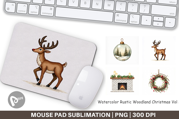 Rustic Woodland Christmas Mouse Pad