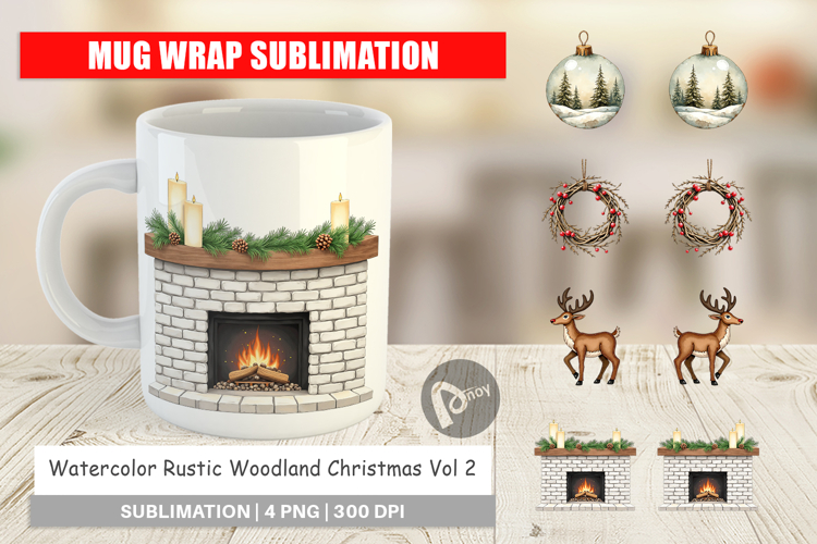 Rustic Woodland Christmas Mug Wrap