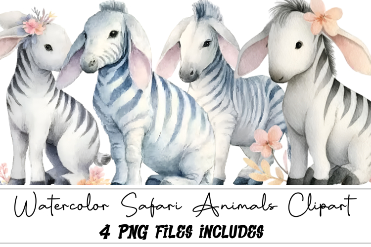 Watercolor Safari Animals Clipart