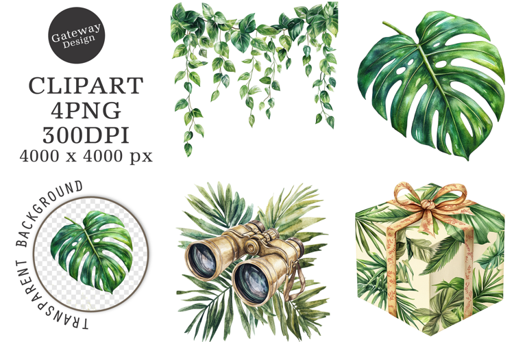 Watercolor Safari Animals Png