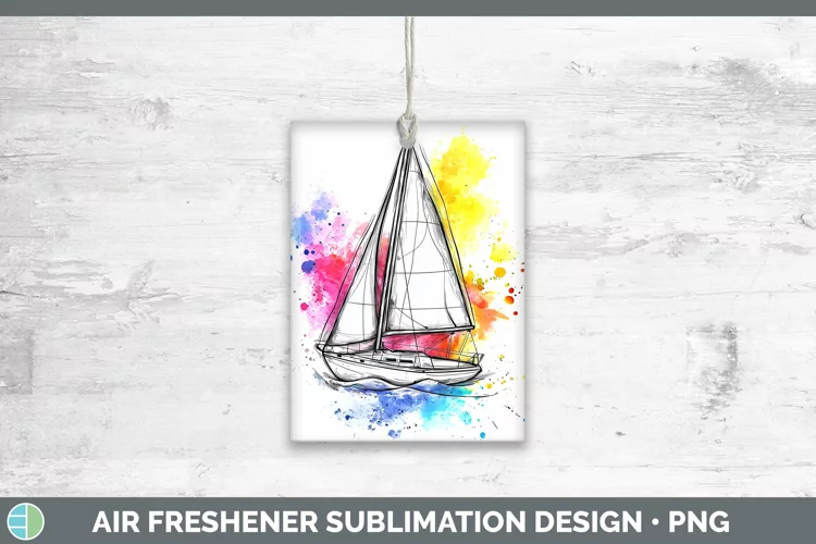 Watercolor Sail Boat Air Freshener Sublimation Car Freshener