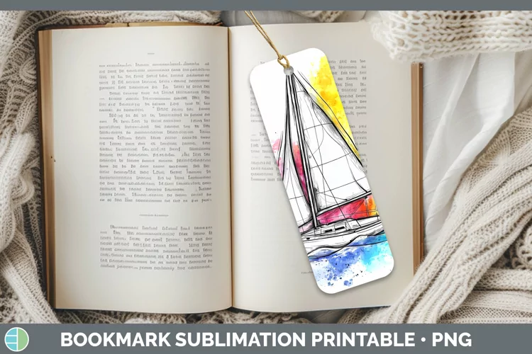 Watercolor Sail Boat Bookmark Sublimation Printable Designs