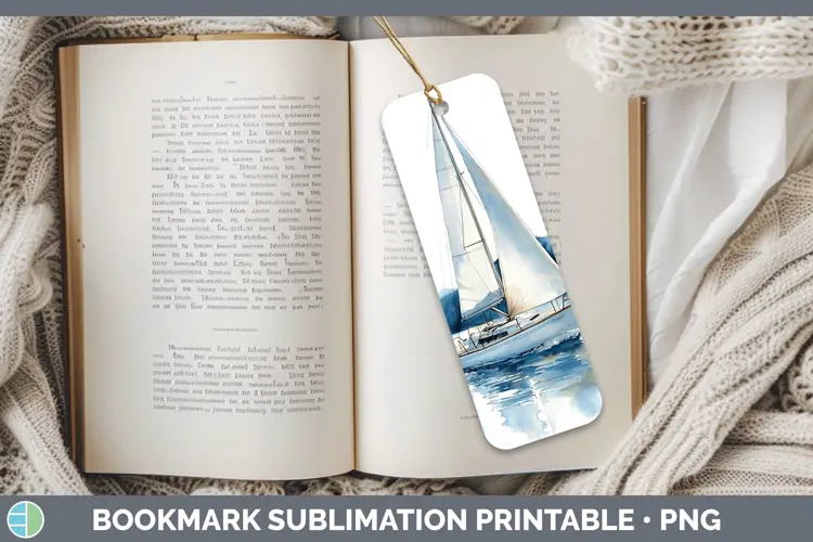 Watercolor Sail Boat Bookmark Sublimation Printable Designs