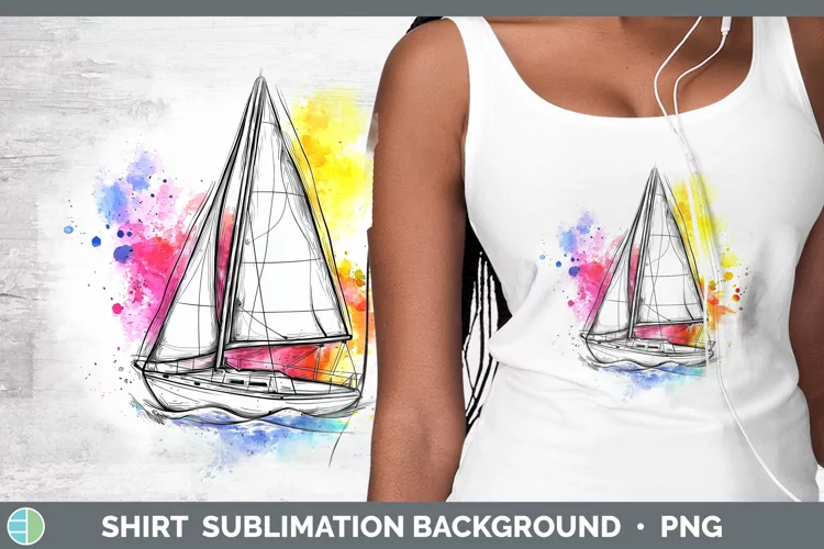 Watercolor Sail Boat Shirt Sublimation Sublimation Backgroun