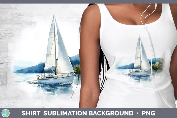 Watercolor Sail Boat Shirt Sublimation Sublimation Backgroun