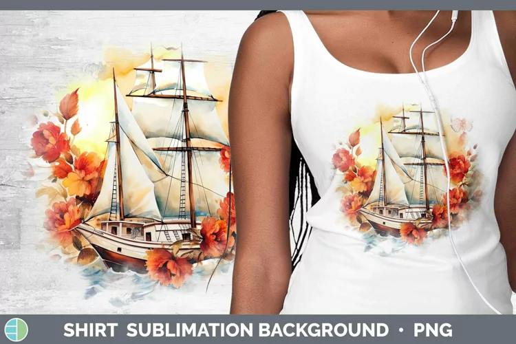 Watercolor Sail Boat Shirt Sublimation Sublimation Backgroun