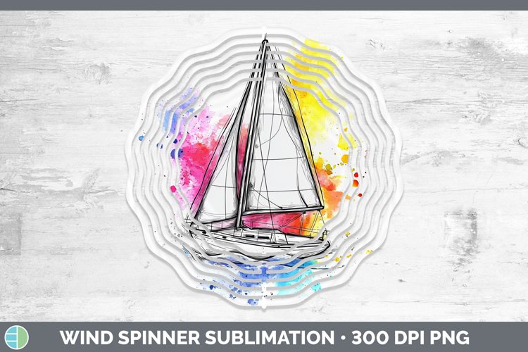 Watercolor Sail Boat Wind Spinner Sublimation Spinner Design