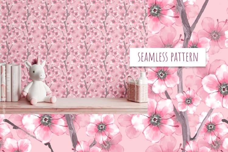 Watercolor Sakura Pink Pattern