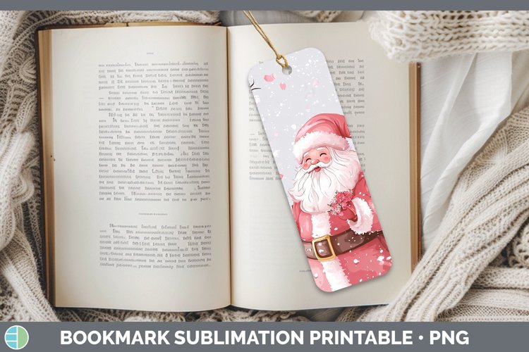 Watercolor Santa Bookmark Sublimation Printable Designs