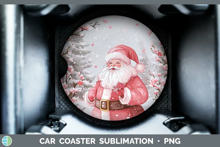 Watercolor Santa Car Coaster Sublimation Designs