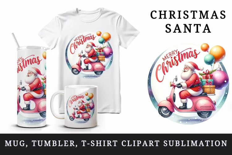 Christmas Santa tumbler mug wrap, clipart sublimation design