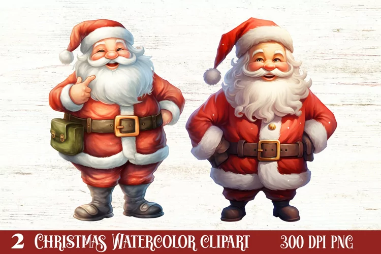 Watercolor Santa Claus Sublimation Clipart, Santa PNG