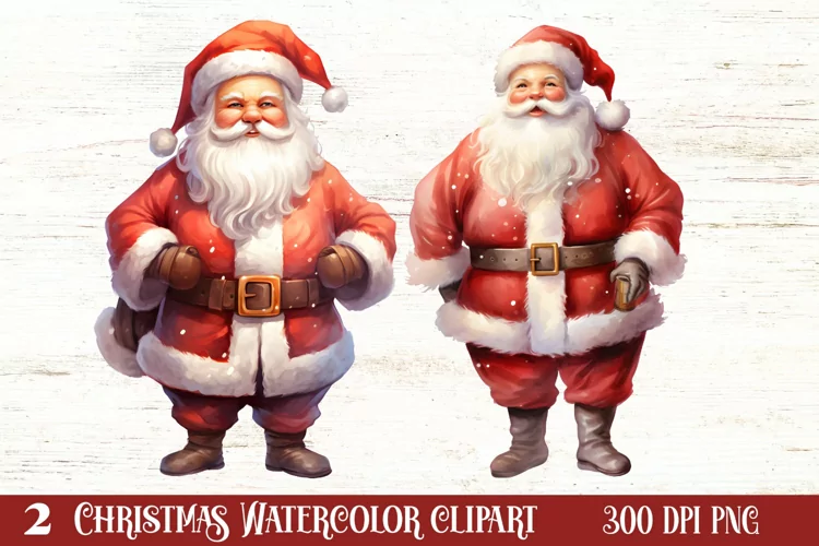 Watercolor Santa Claus Sublimation Clipart, Santa PNG