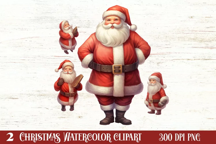 Watercolor Santa Claus Sublimation Clipart, Santa PNG