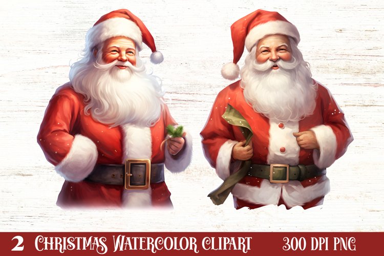 Watercolor Santa Claus Sublimation Clipart, Santa PNG
