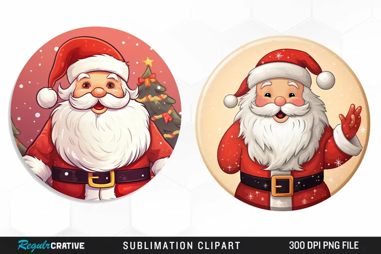 Watercolor Santa Sublimation PNG Clipart