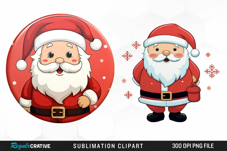 Watercolor Santa Sublimation PNG Clipart