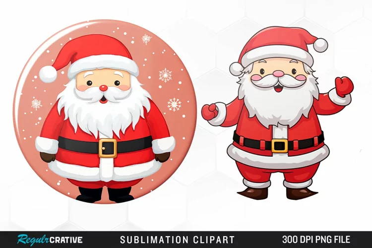 Watercolor Santa Sublimation PNG Clipart