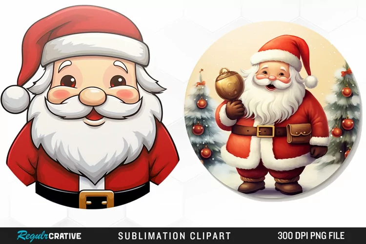Watercolor Santa Sublimation PNG Clipart