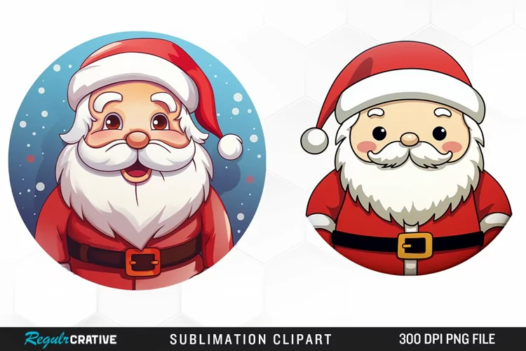 Watercolor Santa Sublimation PNG Clipart