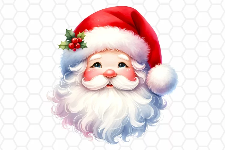 Watercolor Santa Clipart, Christmas Sublimation PNG